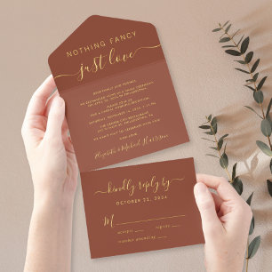 Nichts Extravagant nur Liebe Lässig Hochzeitsempfa All-in-One-Einladung