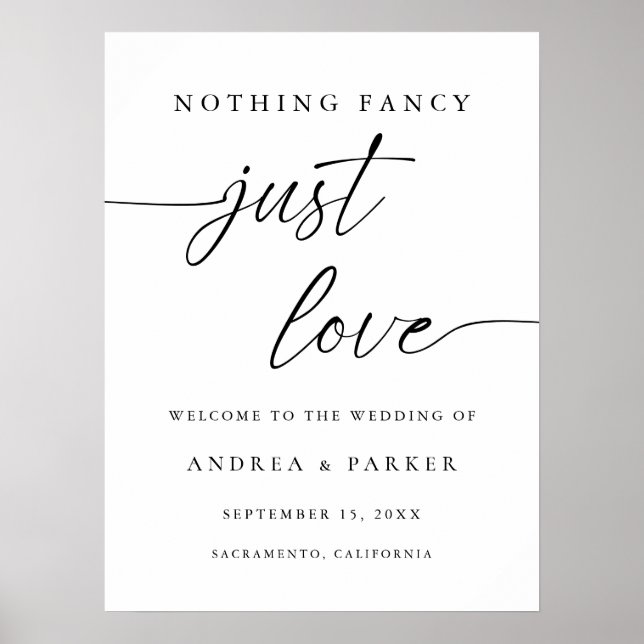 Nichts Extravagant nur Liebe Lässig Hochzeitswillk Poster (Vorne)