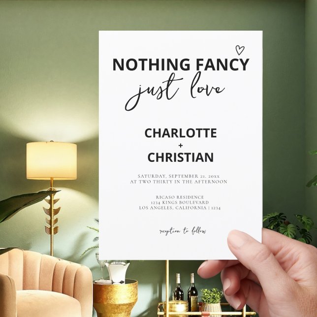Nichts Extravagant nur Liebe Minimalistisch Hochze Einladung (Nothing Fancy Just Love Minimalist Wedding Invitation
from Ricaso. A fun modern wedding invite)