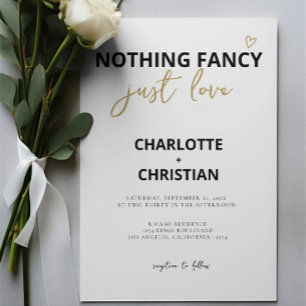 Nichts Extravagant nur Liebe Minimalistisch Hochze Einladung