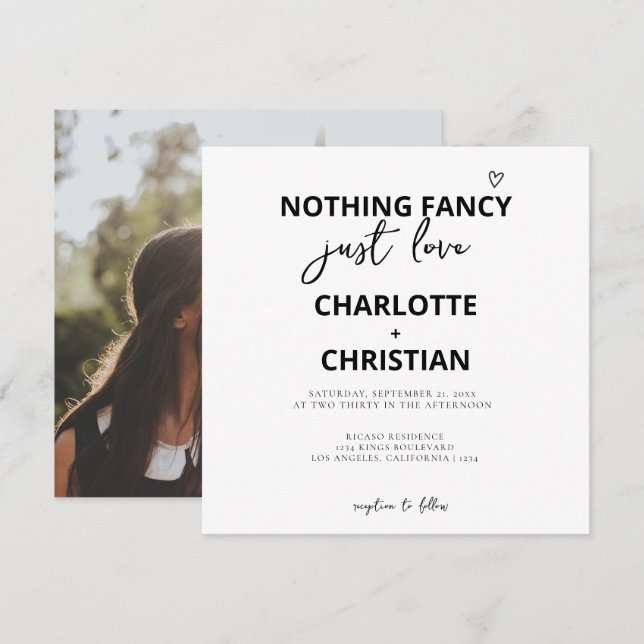 Nichts Extravagant nur Liebe Minimalistisch Hochze Einladung (Vorne/Hinten)