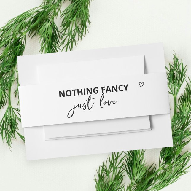 Nichts Extravagant nur Liebe Minimalistisch Hochze Einladungsbanderole (Nothing Fancy Just Love Minimalist Wedding Invitation Belly Band from Ricaso. Designer wedding)