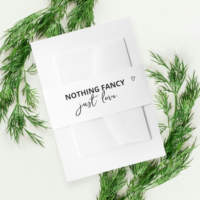 Nichts Extravagant nur Liebe Minimalistisch Hochze Einladungsbanderole (Nothing Fancy Just Love Minimalist Wedding Invitation Belly Bands from Ricaso. Modern designer bands)