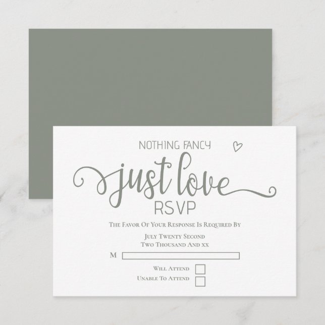 Nichts Extravagant nur Liebe Minimalistisch Hochze RSVP Karte (Vorne/Hinten)