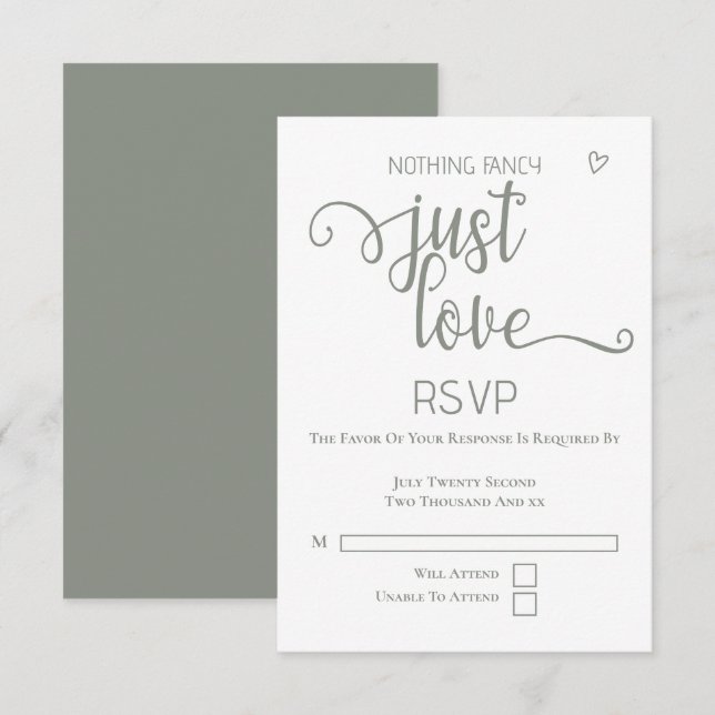 Nichts Extravagant nur Liebe Minimalistisch Hochze RSVP Karte (Vorne/Hinten)