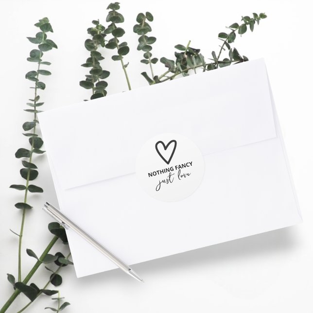 Nichts Extravagant nur Liebe Minimalistisch Hochze Runder Aufkleber (Nothing Fancy Just Love Minimalist Wedding Classic Round Stickers from Ricaso. perfect envelope seal)