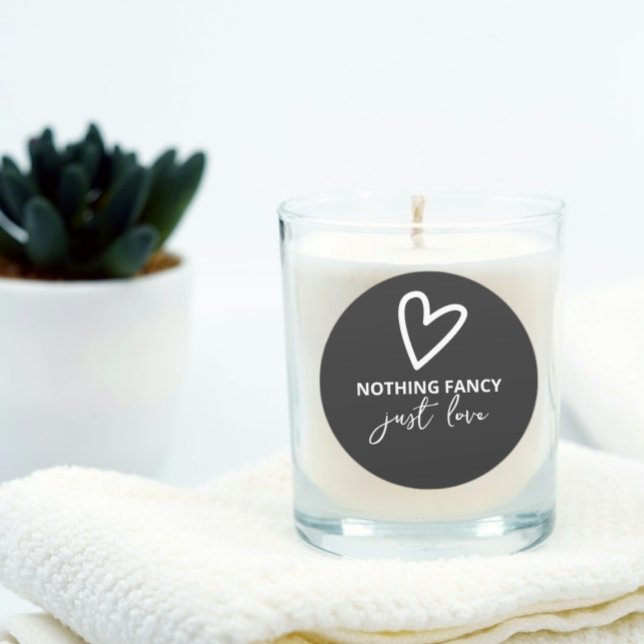 Nichts Extravagant nur Liebe Minimalistisch Hochze Runder Aufkleber (Nothing Fancy Just Love Minimalist Wedding Classic Round Stickers from Ricaso. Ideal for candles etc)