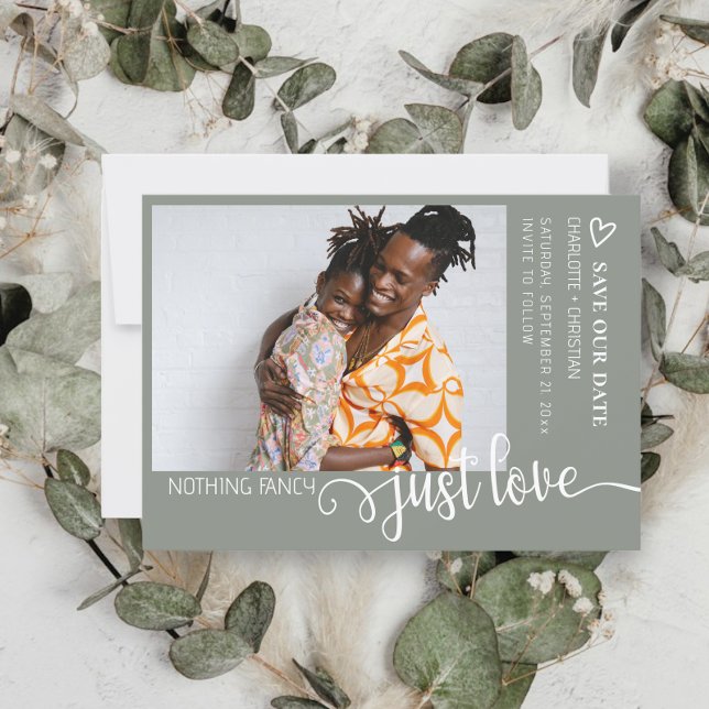 Nichts Extravagant nur Liebe Minimalistisch Save The Date (Nothing Fancy Just Love Minimalist Save The Dates from Ricaso. Add your own photo and text)