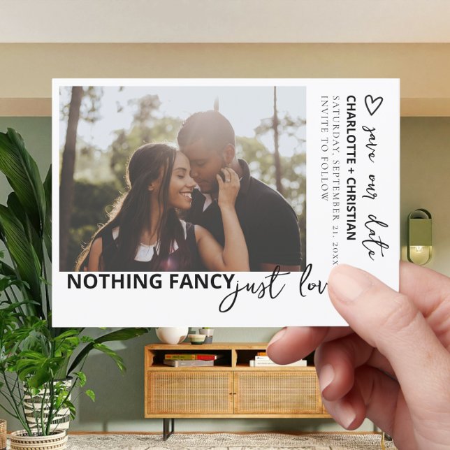 Nichts Extravagant nur Liebe Minimalistisch Save The Date (Nothing Fancy Just Love Minimalist Save The Date from Ricaso. Add own photo & details to modern card)