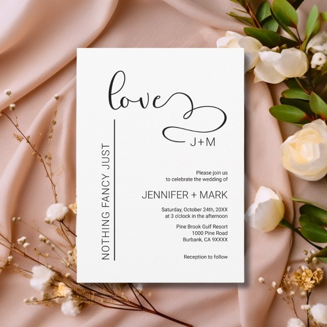 Nichts Extravagant nur Liebe Minimalistisches Herz Einladung (Nothing Fancy Just Love Minimalist Heart Invitation)