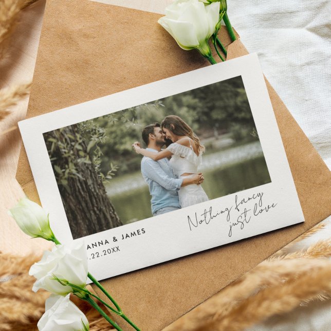 "Nichts Extravagant, nur Liebe" Moderne Ankündigun Einladung (Minimalist Simple Elopement Announcement)