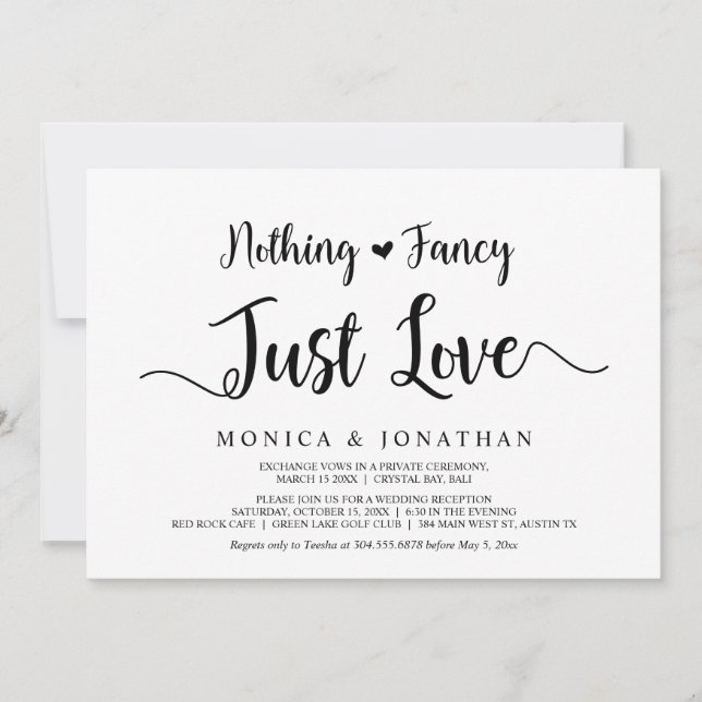 Nichts Extravagant, nur Liebe, moderne rustikale E Einladung (Vorderseite)