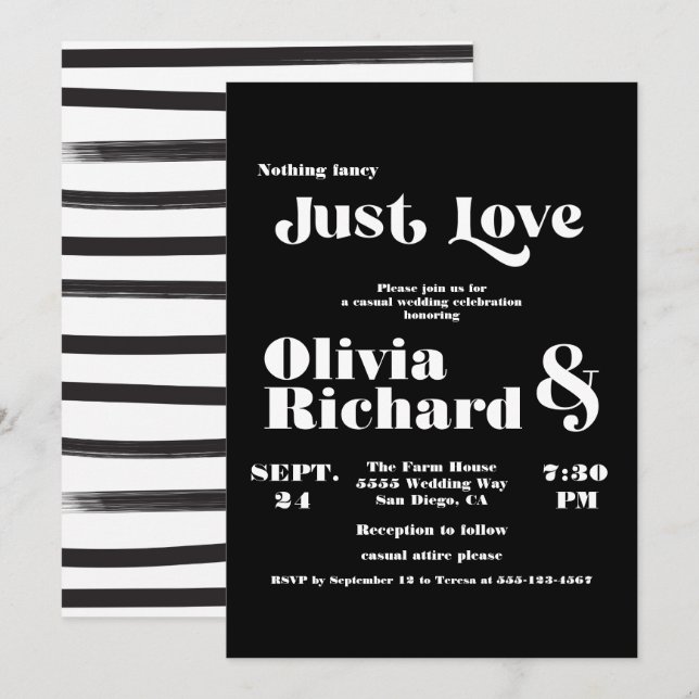 Nichts Extravagant nur Liebe Moderne Typografie Ho Einladung (Vorne/Hinten)