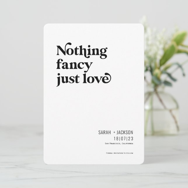Nichts extravagant nur Liebe, Moderner Minimalisti Save The Date (Stehend Vorderseite)