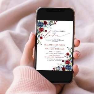 Nichts Extravagant nur Liebe Navy Blue Burgundy Einladung