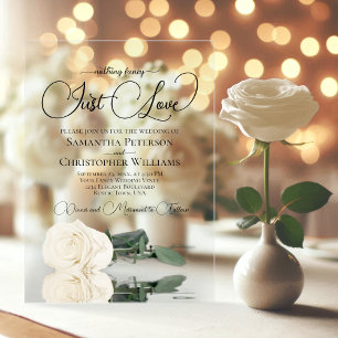 Nichts Extravagant nur Liebe Posh White Rose Hochz Acryleinladungen