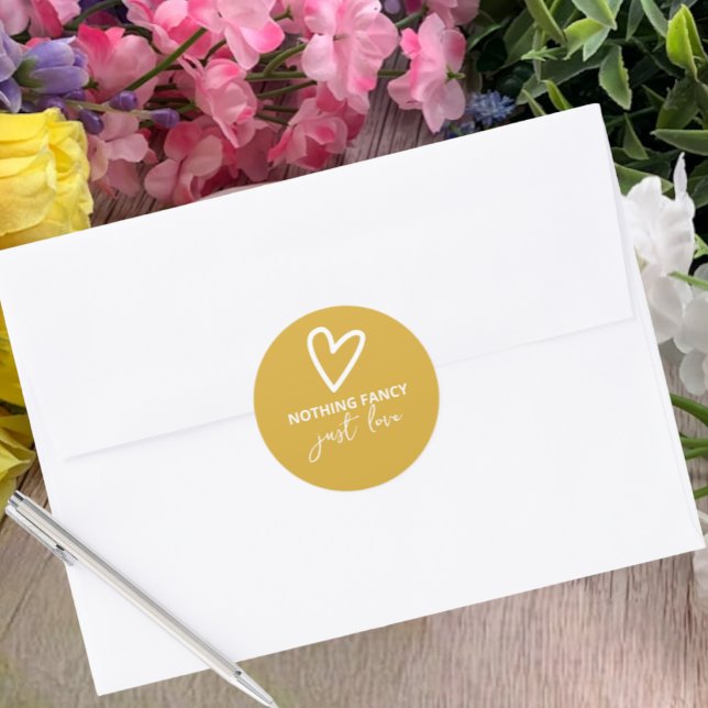 Nichts Extravagant nur Liebe Retro Hochzeit Runder Aufkleber (Nothing Fancy Just Love Groovy 70s Wedding Classic Round Stickers from Ricaso. Fun colorful & bold)