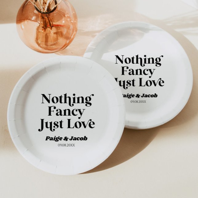 Nichts Extravagant nur Liebe Retro Lässig Hochzeit Pappteller (Von Creator hochgeladen)