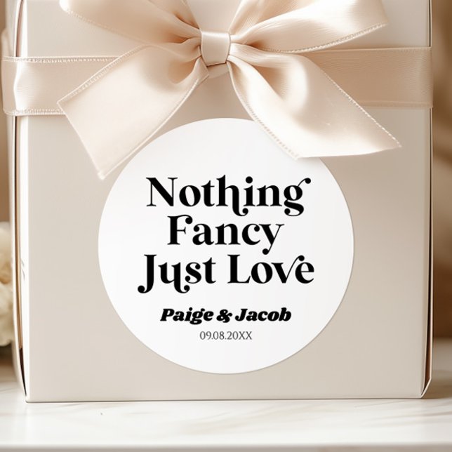 Nichts Extravagant nur Liebe Retro Lässig Hochzeit Runder Aufkleber (Von Creator hochgeladen)