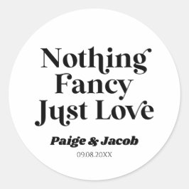 Nichts Extravagant nur Liebe Retro Lässig Hochzeit Runder Aufkleber