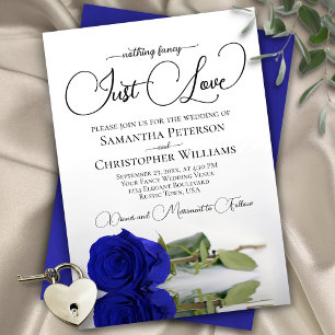 Nichts Extravagant nur Liebe Royal Blue Rose Hochz Einladung