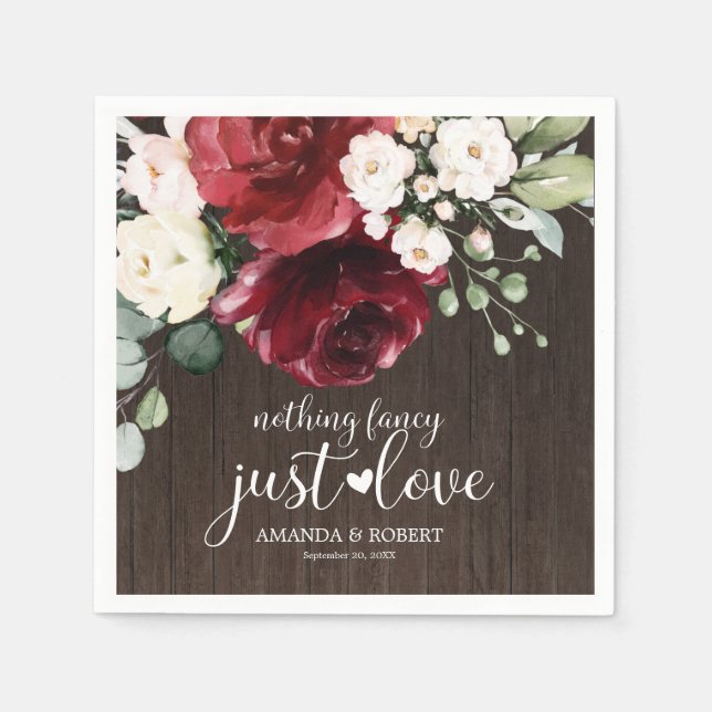 Nichts Extravagant nur Liebe rustikale Holzblüte Serviette (Vorderseite)