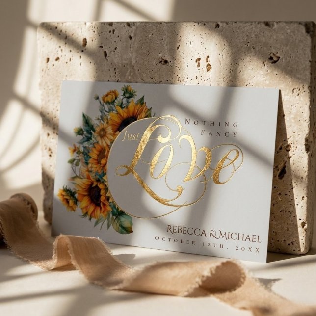 Nichts Extravagant nur Liebe Rustikale Sonnenblume Folieneinladung (Von Creator hochgeladen)
