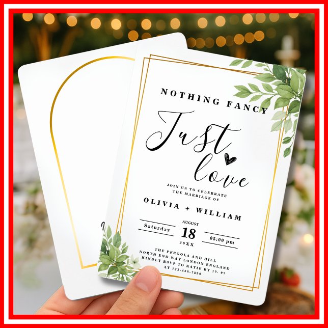 Nichts Extravagant nur Liebe Sage Green Gold Geome Einladung (Von Creator hochgeladen)