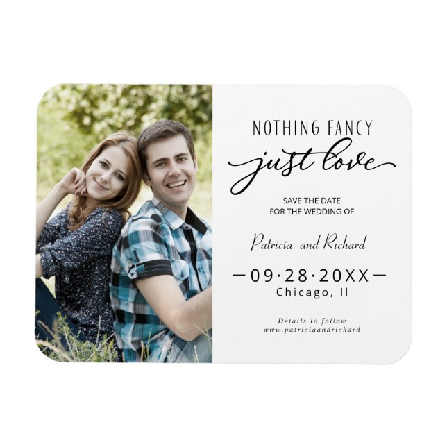 Nichts Extravagant nur Liebe Save the Date Foto Magnet (Horizontal)