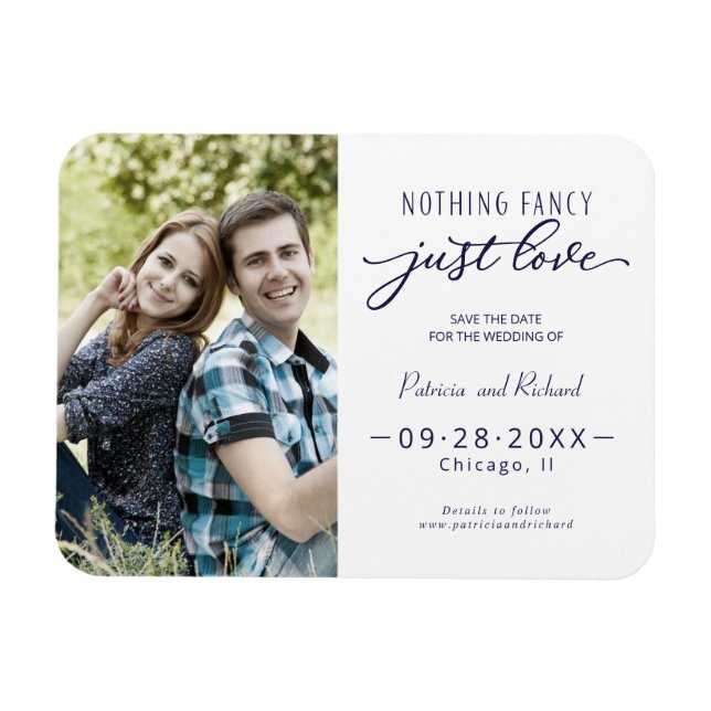 Nichts Extravagant nur Liebe Save the Date Foto Magnet (Horizontal)