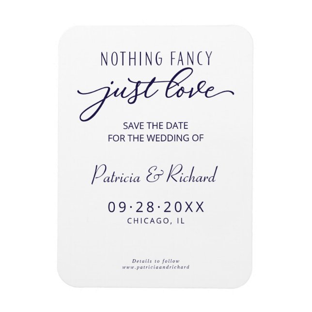 Nichts Extravagant nur Liebe Save the Date Nicht-F Magnet (Vertikal)