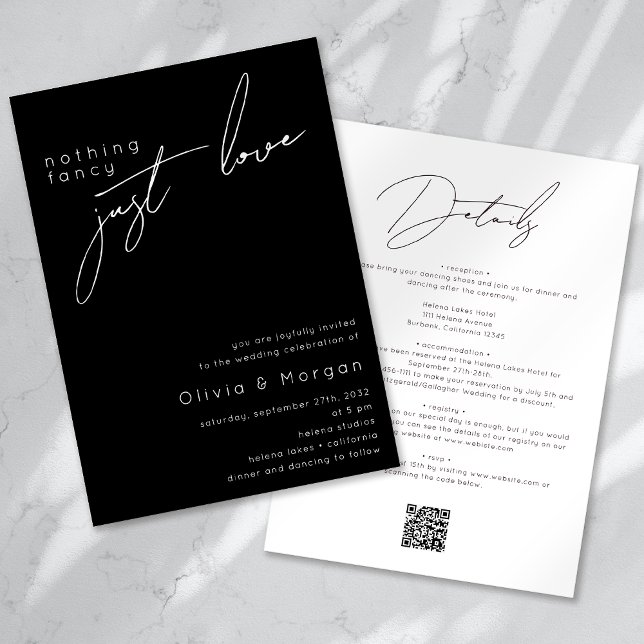 Nichts Extravagant nur Liebe Script QR Code Hochze Einladung (Von Creator hochgeladen)