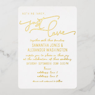 Nichts Extravagant nur Liebe Shabby Chic Weiß & Go Folieneinladung