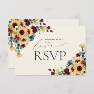 Nichts Extravagant nur Liebe Sonnenblumen Blauer B RSVP Karte