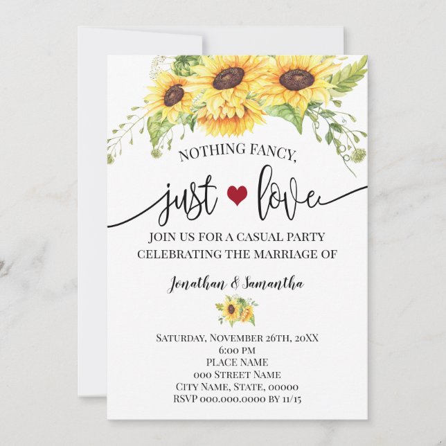 Nichts Extravagant nur Liebe Sonnenblumen Einladun Save The Date (Vorderseite)