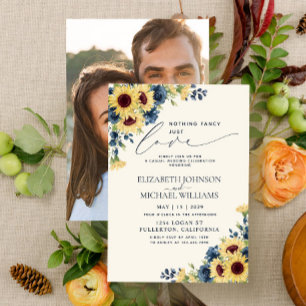 Nichts Extravagant nur Liebe Sonnenblumen Navy Blu Einladung