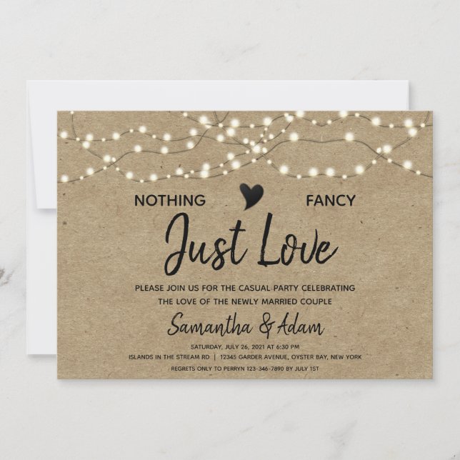 Nichts Extravagant, nur Liebe String Lights Kraftp Einladung (Vorderseite)