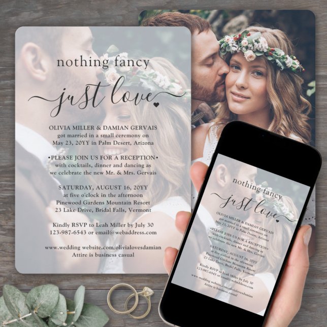 Nichts Extravagantes 2-Foto Overlay Simple Wedding Einladung (Von Creator hochgeladen)