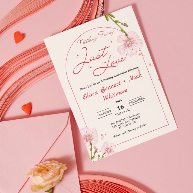Nichts Fancy, einfach Liebe Hochzeit Einladung (nothing fancy just love wedding invitations modern funny humor cute simple calligraphy typography )