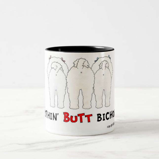 Nichts Hintern Bichons Zweifarbige Tasse (Mittel)