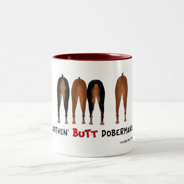 Nichts Hintern-Dobermann-Tasse Zweifarbige Tasse (Mittel)