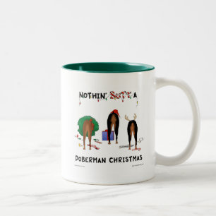 Nichts Hintern ein Dobermann-Weihnachten Zweifarbige Tasse