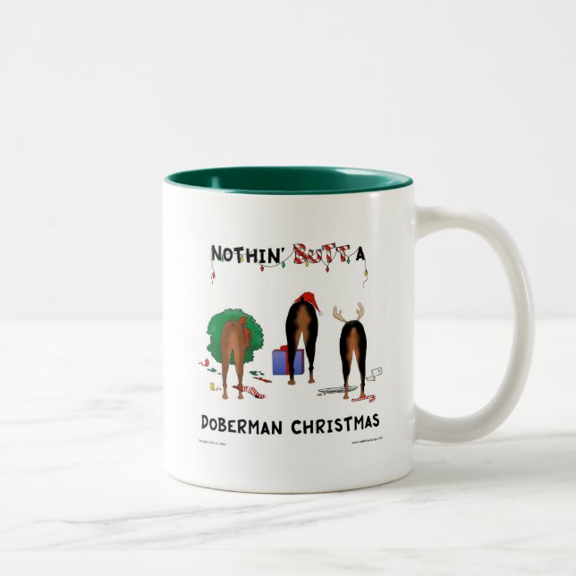 Nichts Hintern ein Dobermann-Weihnachten Zweifarbige Tasse (Rechts)