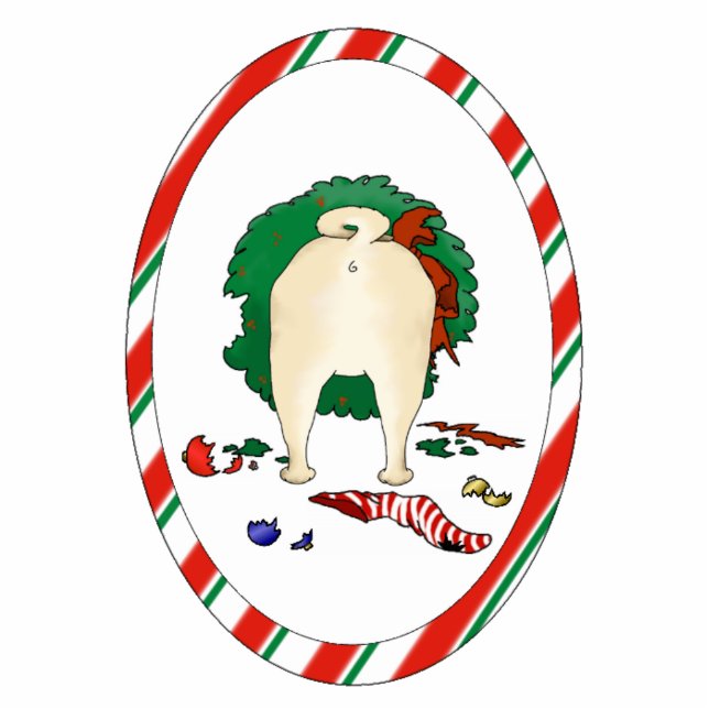 Nichts Hintern eine Mops-Weihnachtsverzierung Fotoskulptur Ornament (Vorne)