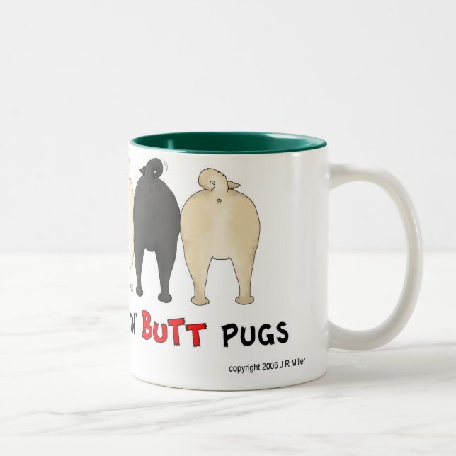 Nichts Hintern-Mops-Tasse Zweifarbige Tasse (Rechts)