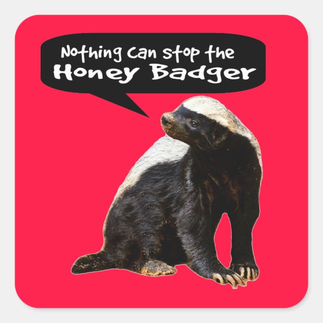Nichts kann den Honey Badger stoppen! (Er spricht) Quadratischer Aufkleber (Vorderseite)