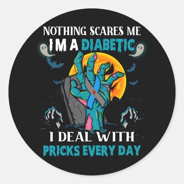 Nichts kümmert mich, ich bin Diabetiker Typ 1 2 Runder Aufkleber (Vorderseite)