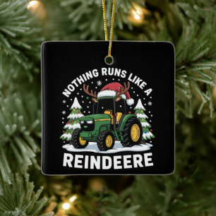 Nichts läuft wie ein Weihnachtstraktor von Rentier Keramikornament