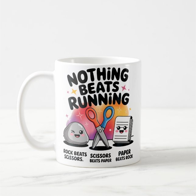 Nichts schlägt Rock Paper Scissors Läufer Kaffeetasse (Links)