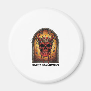 Nichts Schreckt Mich Rot Gehörnter Totenkopf Spinn Magnet